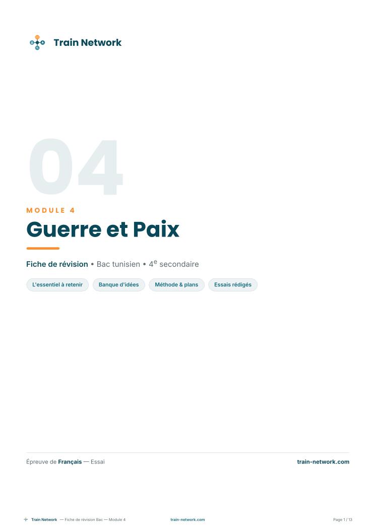 Révision du module 4 Guerre et Paix