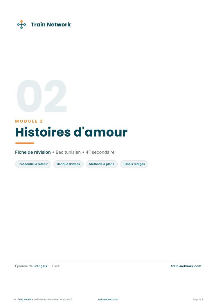 Révision du module 2 Histoires d'amour