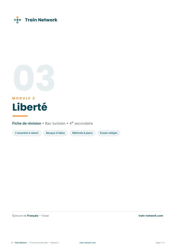 Révision du module 3 Liberté